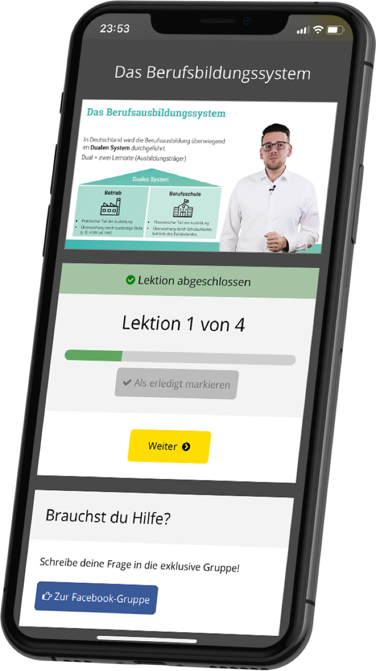 Mission Weiterbildung, App, Handy, Lektion gestartet